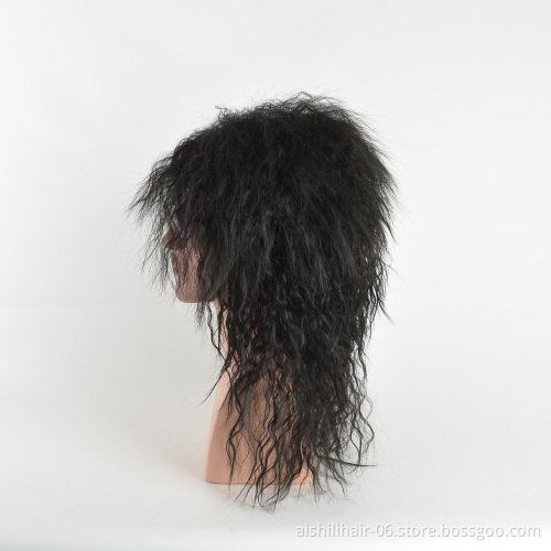 AISHILI Wholesale mens 80s rocker metal wigs long curly black paty wig halloween costume anime wig